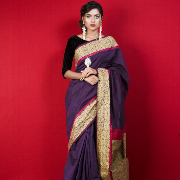 Silk Saree with Golden Border
